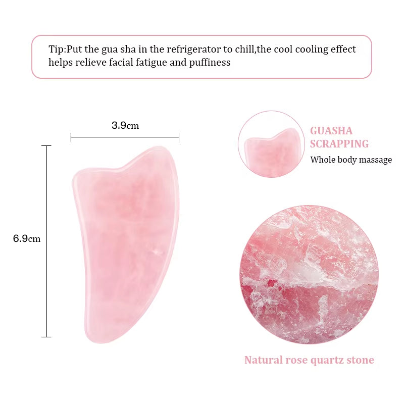 Natural Rose Jade Gua Sha Gouache Scraper Massager for Face Body Facial Skin Lifting Wrinkle Remove Beauty SPA Care Tools
