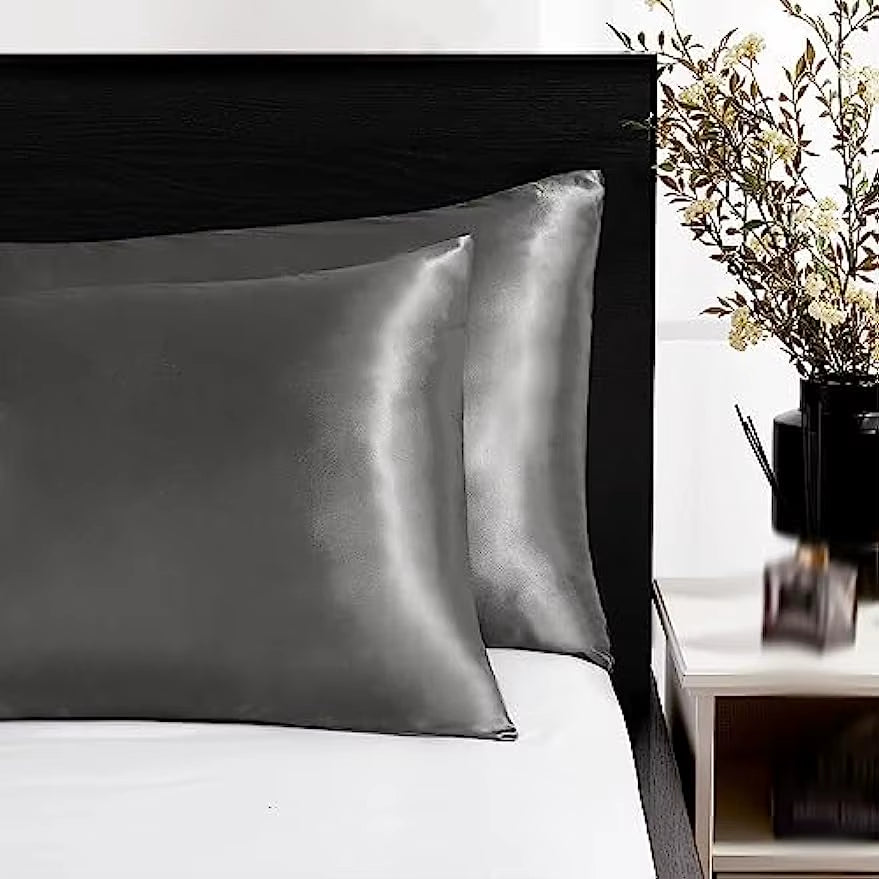 2Pcs Satin Silk Pillowcase for Hair and Skin, Coral Pillow Cases Standard Size Set of Super Soft Pillow Case