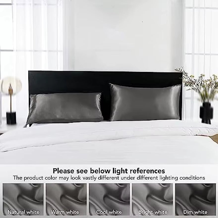 2Pcs Satin Silk Pillowcase for Hair and Skin, Coral Pillow Cases Standard Size Set of Super Soft Pillow Case