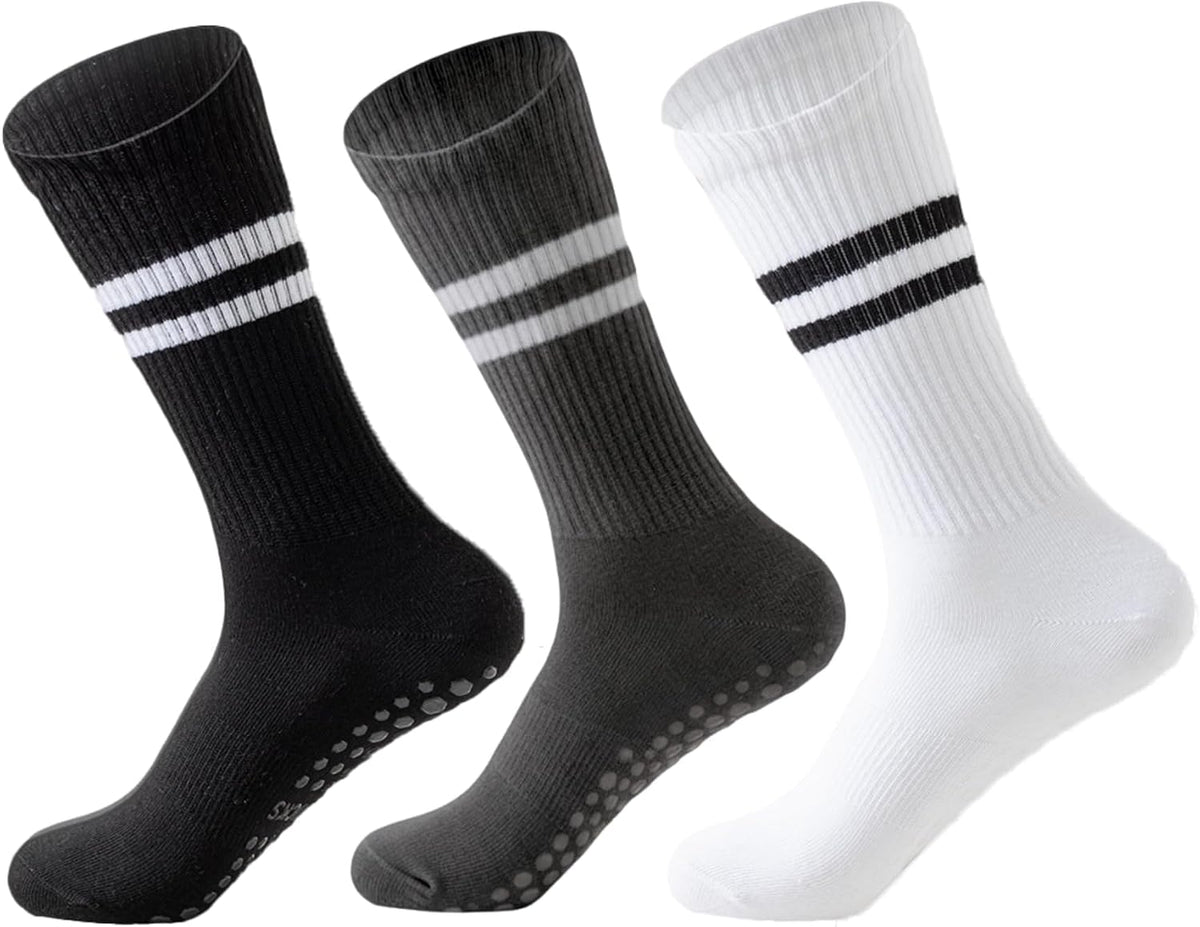 Pilates Socks with Grips for Women:Cute Non Slip Crew Gripper Yoga Sock-Grippy Sticky for Hospital/Dance Barre/Workout